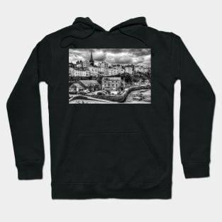 Tenby Harbour Quay, Black And White Hoodie